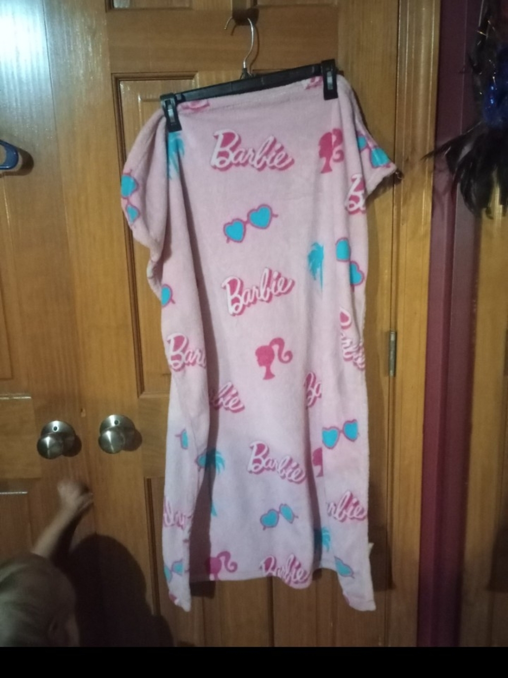 Barbie Pink Fleece Throw with Teal Sunglasses Print